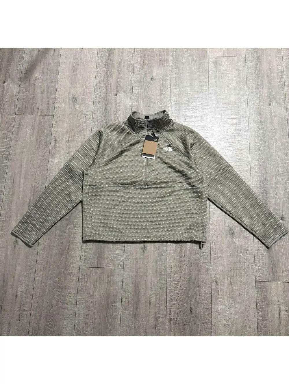 The North Face Dotknit Thermal 1/4 Zip Top Jacket Clay Grey Women’s Size Large - Picture 2 of 11